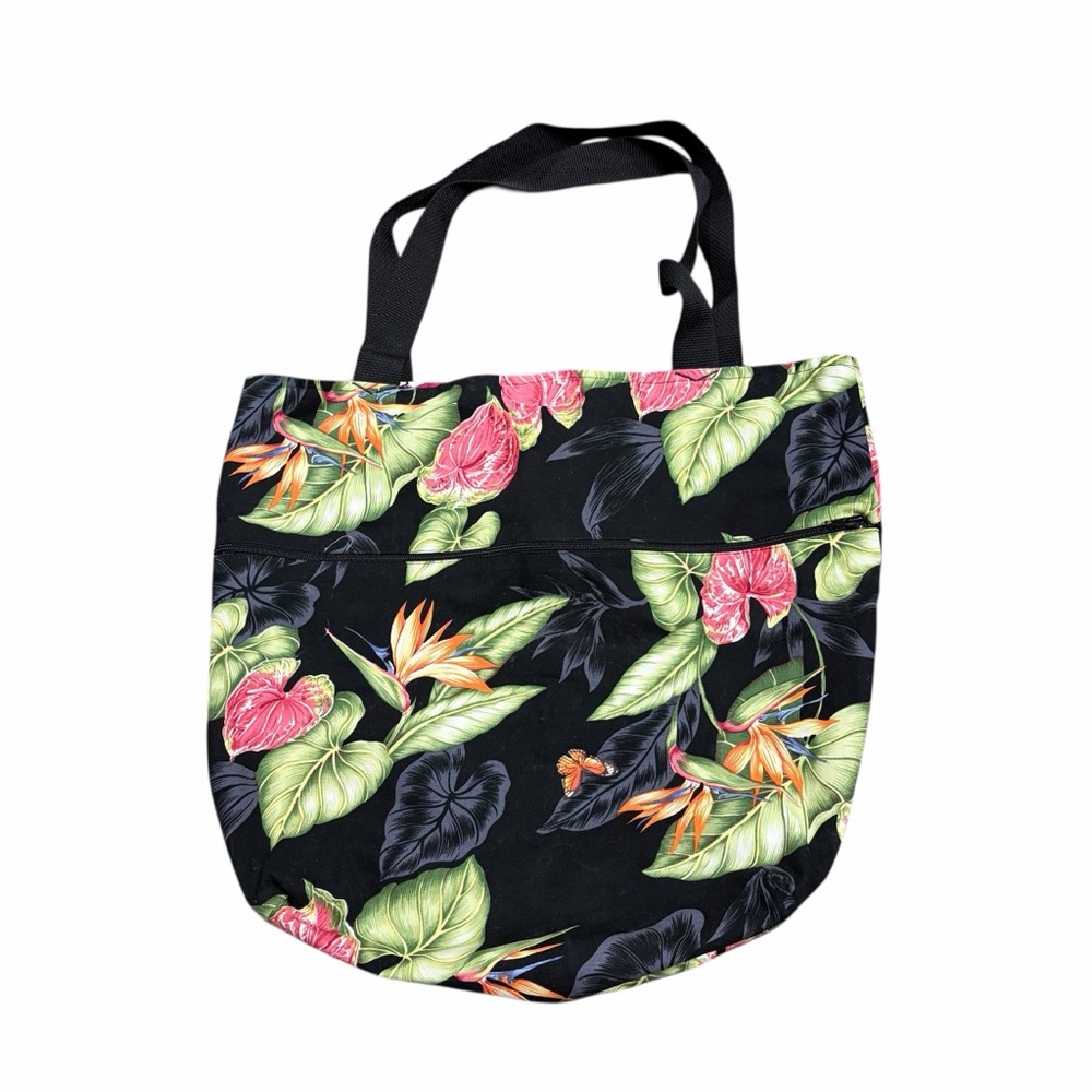 New Reversible Hawaiian Floral Print Canvas Tote Bag